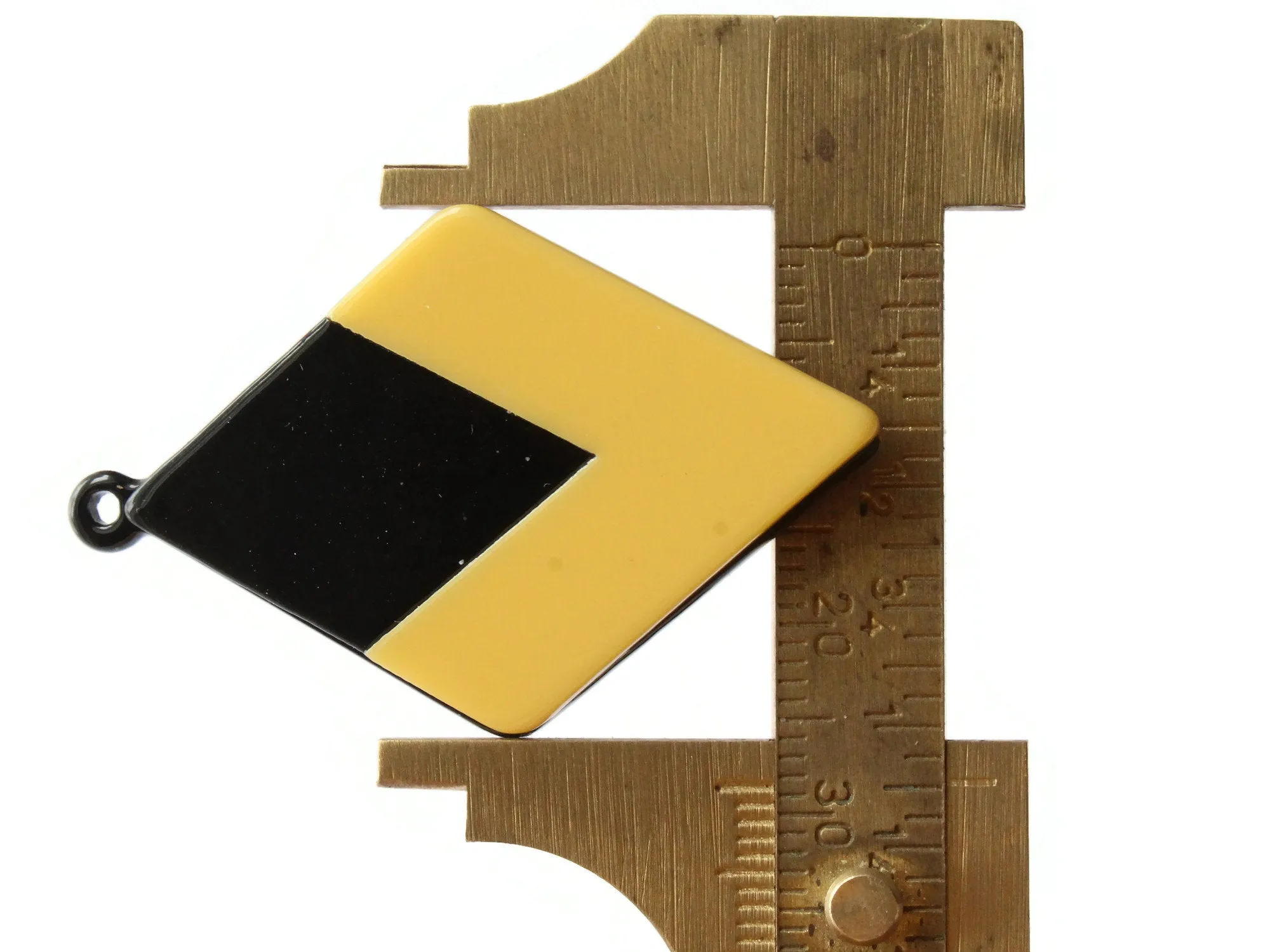2 45mm Yellow and Black Resin Diamond Pendants