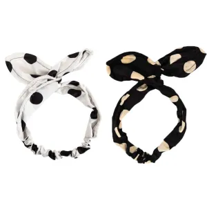 2 PCS Boho Bow Headbands Non Slip Turban Headbands Yoga Hairbands Vintage Polka Dot Rabbit Ears Elastic Head Wrap Twisted Cute Hair Accessories