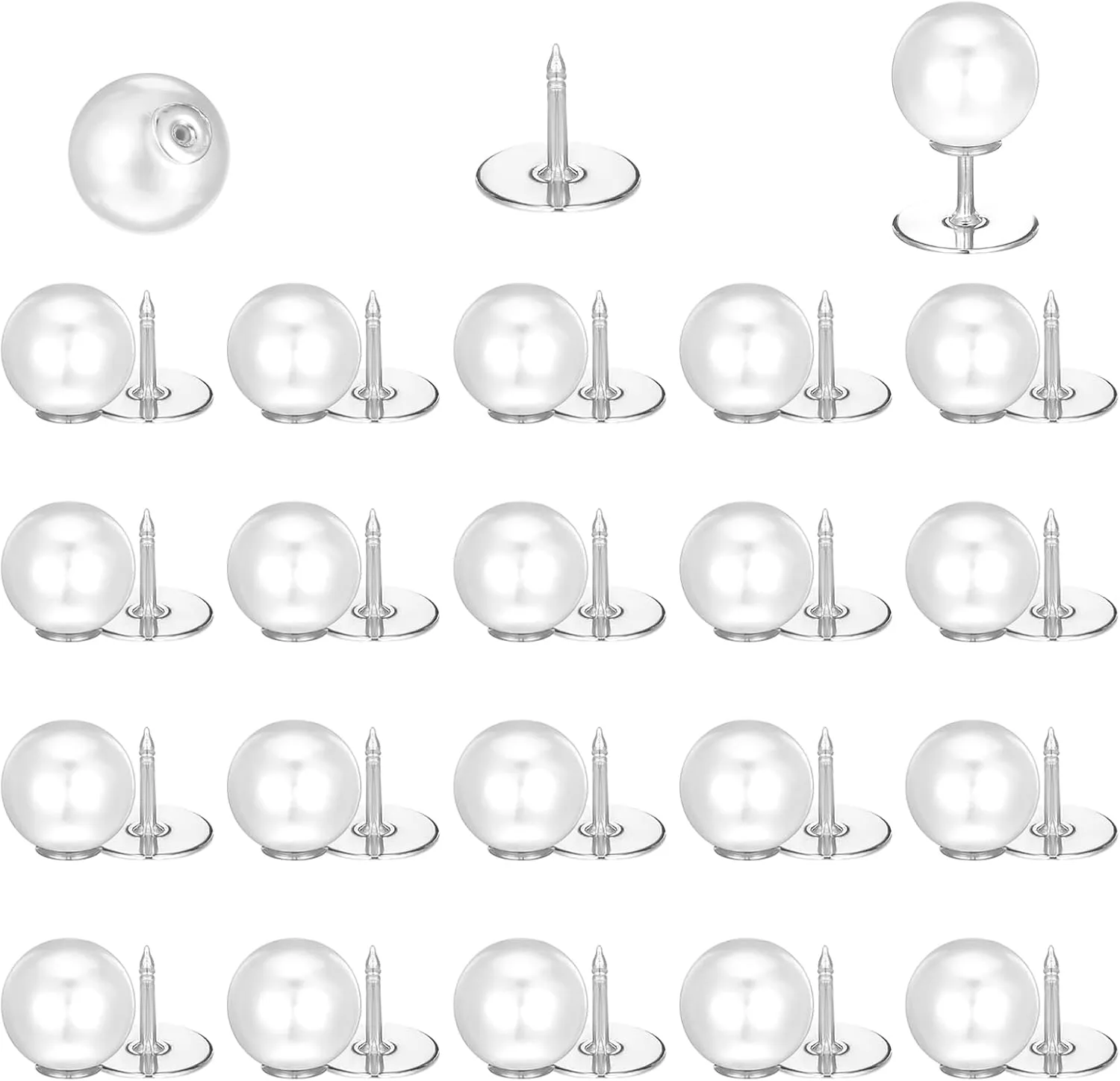 20 Sets 12 mm Pearl Buttons, No Sew Pearl Pins for Women Removable Button for Clothes Fixed Brooch Pearls Pin Reusable Multipurpose Buttons for DIY Craft Decoration