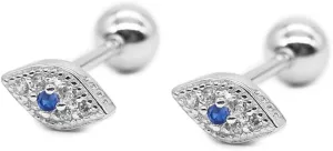 20g Blue Evil Eye Mini CZ Stud Earrings for Women Girls Dainty Minimalist 925 Sterling Silver Tiny Cartilage Tragus Small Cute Screw Back Hypoallergenic Studs for Daughter Bff Birthday