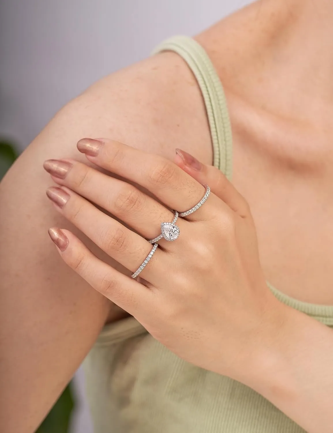 2CT Pear Shaped Engagement Rings for Women Teardrop Sterling Silver Rings with 18K White Gold Plated Cubic Zirconia Wedding Rings for Women Promise Rings for Her