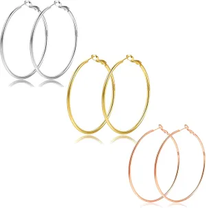 2mm Sterling Silver Big Hoop Earrings For Women - Large Hypoallergenic Circle Endless Thin Oversize Silver Hoops
