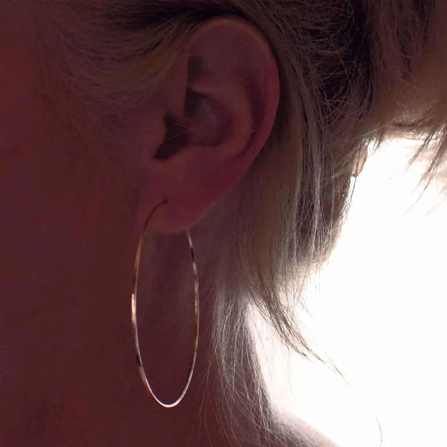 2mm Sterling Silver Big Hoop Earrings For Women - Large Hypoallergenic Circle Endless Thin Oversize Silver Hoops