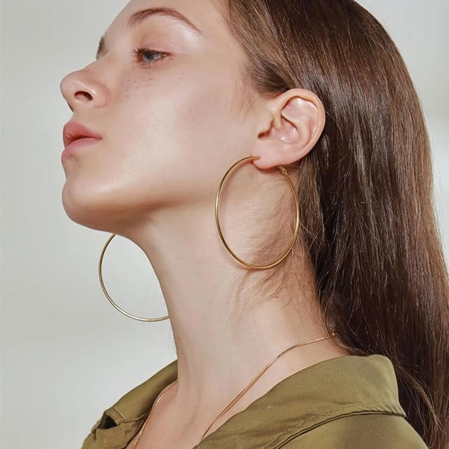2mm Sterling Silver Big Hoop Earrings For Women - Large Hypoallergenic Circle Endless Thin Oversize Silver Hoops