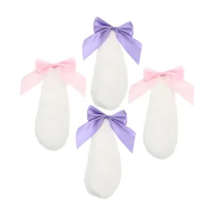 2Pairs Plush Bunny Ear Hair Clips with Bowknot for Cute Decorative Hairpins for Halloween Cosplay and Party Accessories Comfortable and Stylish Hair Accessories