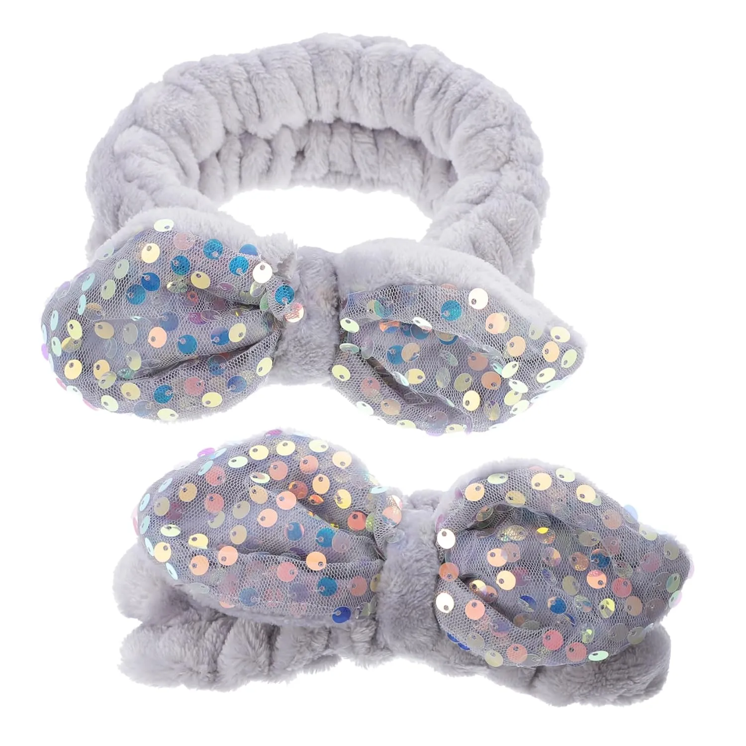 2pcs Bow Hair Band Sequins Headbands for Women Comfortable and Stylish Hair Accessories for Daily Use for Washing Makeup and Spa