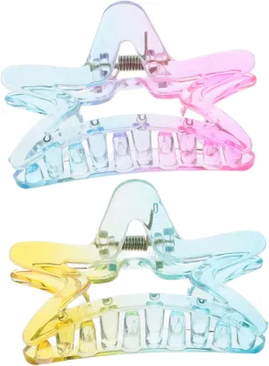 2pcs Gradient Transparent Star Hair Claw Clips Fashionable Hair Accessories for Women Strong Grip Non Slip Styling Clips Unique Cartoon Headdress for Any Occasion