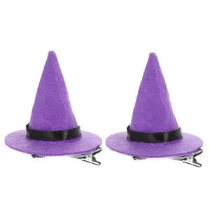 2Pcs Miniature Witch Hat Hair Clips for Halloween Costume Accessories Cute Cartoon Design Hairpins for Cosplay Festivals Parties and Dress Ups