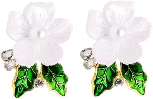 2pcs Shell Flower Brooch Pearl Rhinestones Unique Design for Women's Outfit