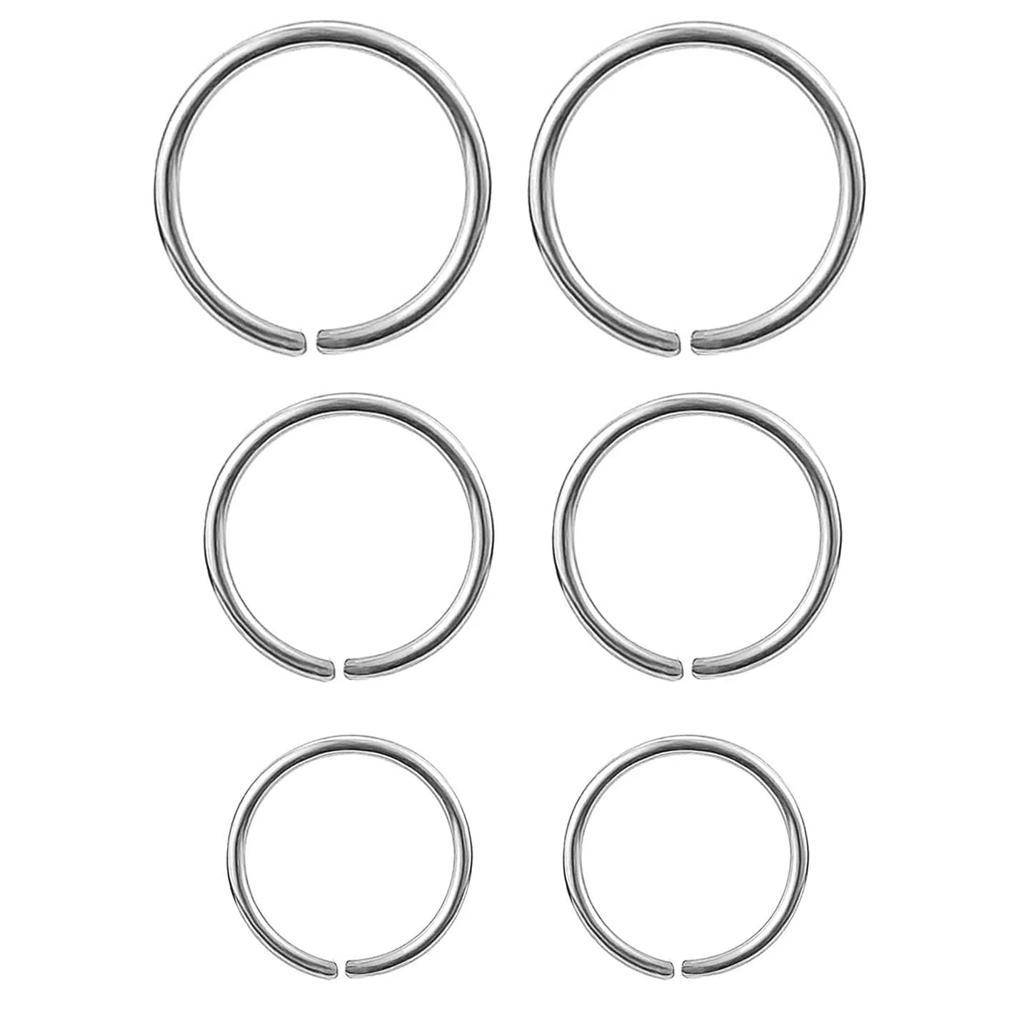 3 Pair Set Nose Rings Hoop Cartilage Small Hoops Earrings Set for Women Tragus Septum Helix Thin Multiple Piercing (Sterling Silver 925, 6-7-8 mm | 3 Pairs/ 22 GA)