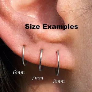 3 Pair Set Nose Rings Hoop Cartilage Small Hoops Earrings Set for Women Tragus Septum Helix Thin Multiple Piercing (Sterling Silver 925, 6-7-8 mm | 3 Pairs/ 22 GA)