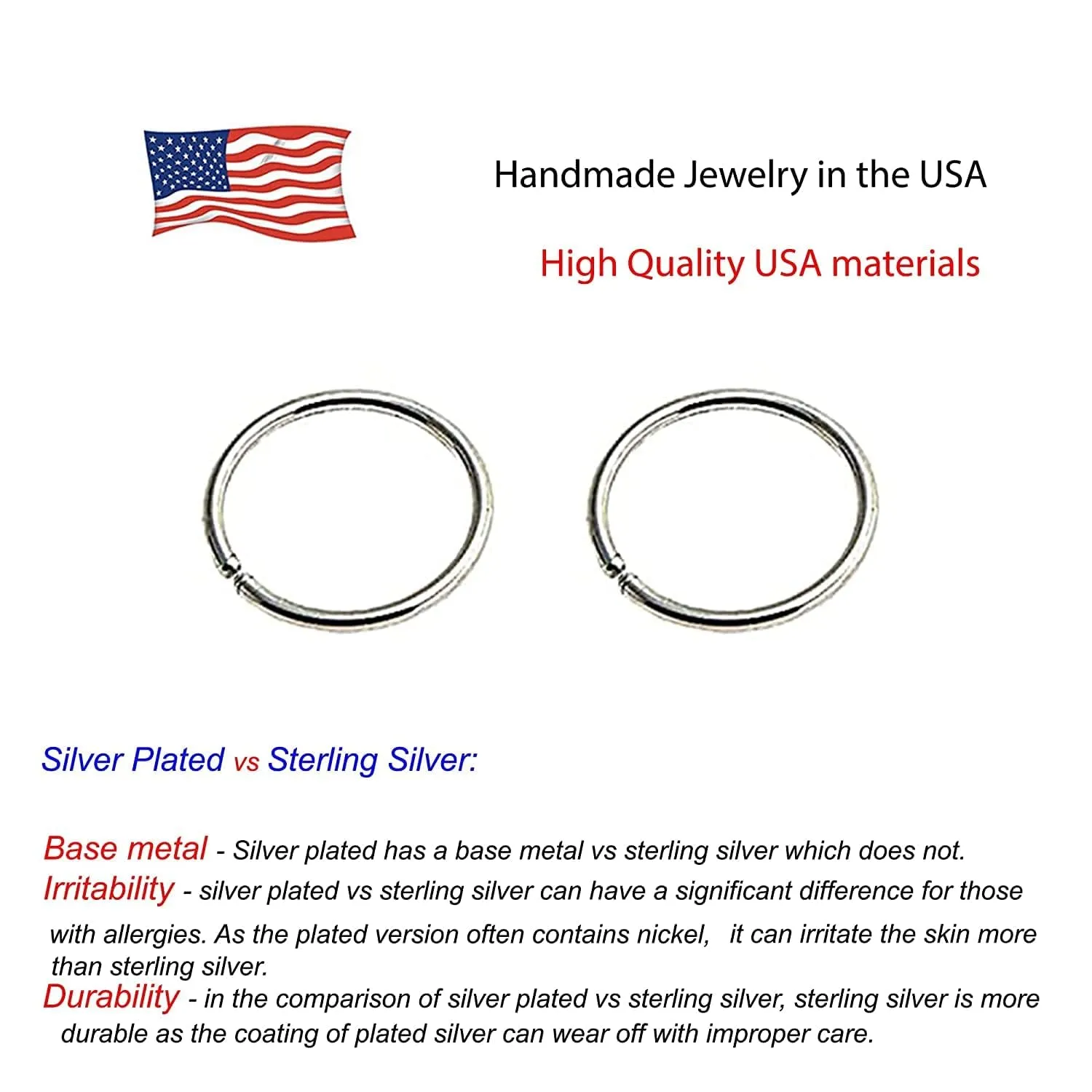 3 Pair Set Nose Rings Hoop Cartilage Small Hoops Earrings Set for Women Tragus Septum Helix Thin Multiple Piercing (Sterling Silver 925, 6-7-8 mm | 3 Pairs/ 22 GA)