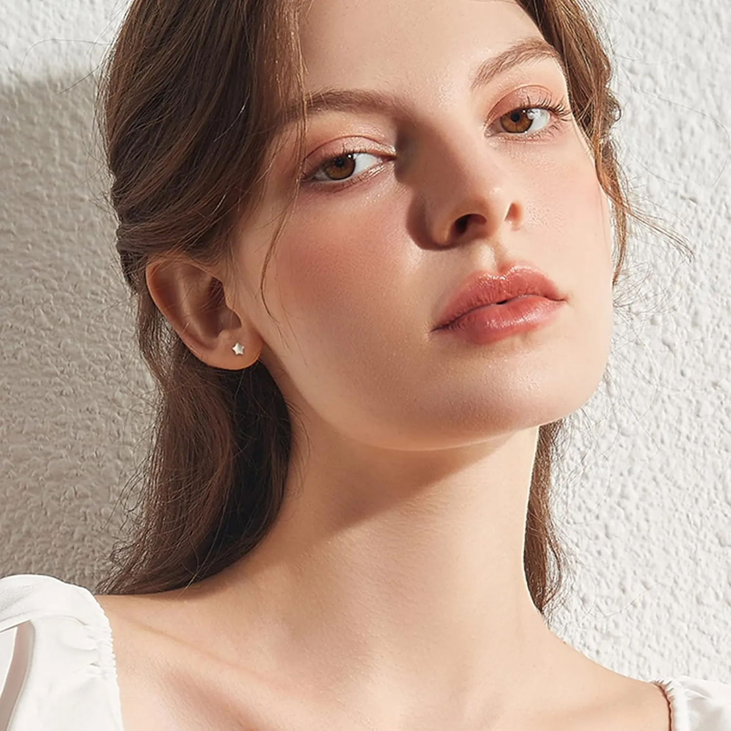 3 Pairs 925 Sterling Silver Star Stud Earrings for Women,Tiny Simple Geometric Stud Earrings Set Small Hypoallergenic Cartilage Tragus Ear Jewellery for Men (3/4/5mm)
