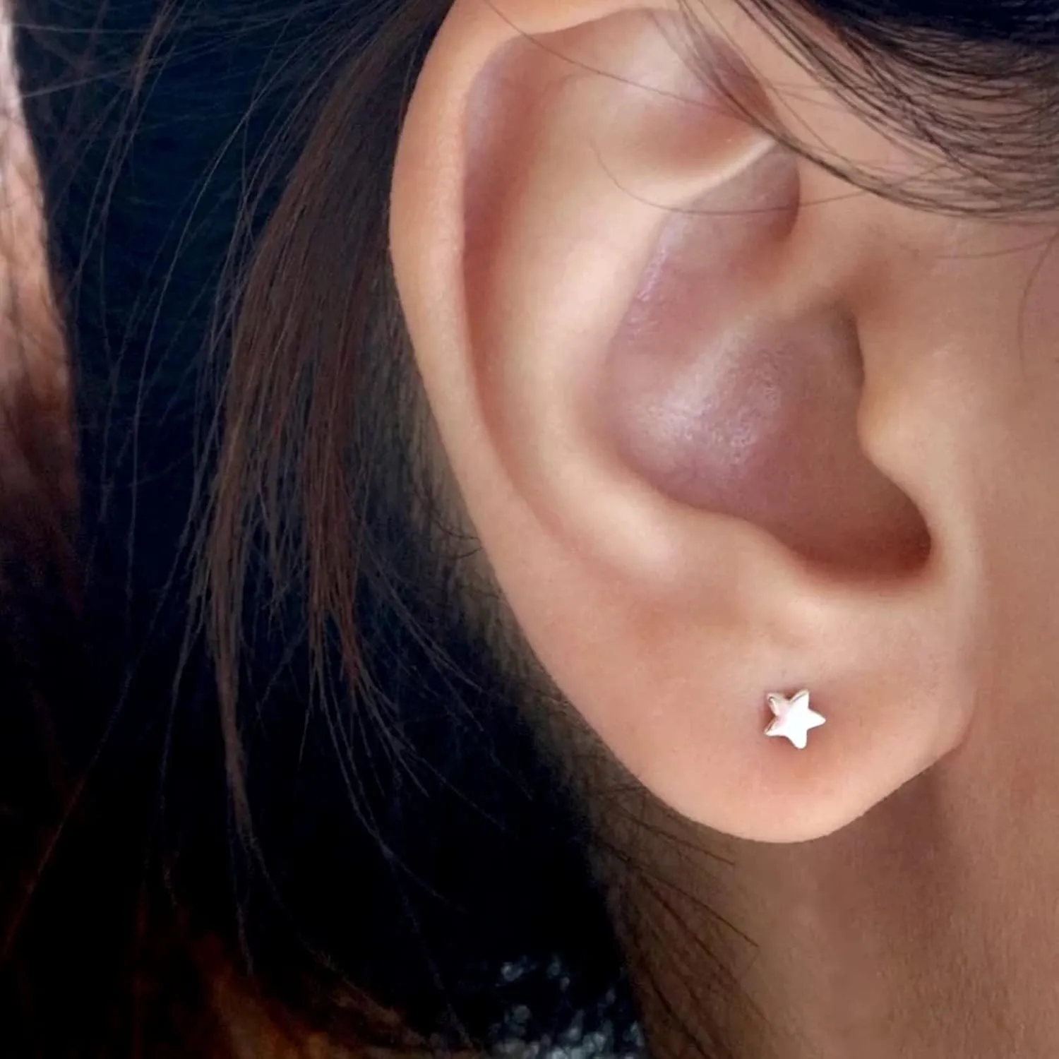 3 Pairs 925 Sterling Silver Star Stud Earrings for Women,Tiny Simple Geometric Stud Earrings Set Small Hypoallergenic Cartilage Tragus Ear Jewellery for Men (3/4/5mm)