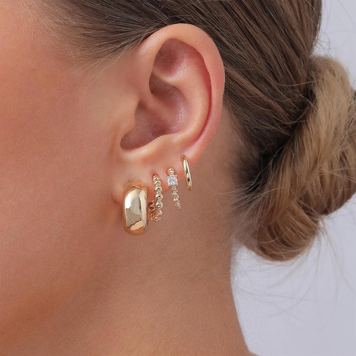 3 Pairs Silver Huggie Hoop Earrings Set Gold Huggie Earrings for Women Lightweight Hypoallergenic Heart Hoops Earrings Set Jewelry
