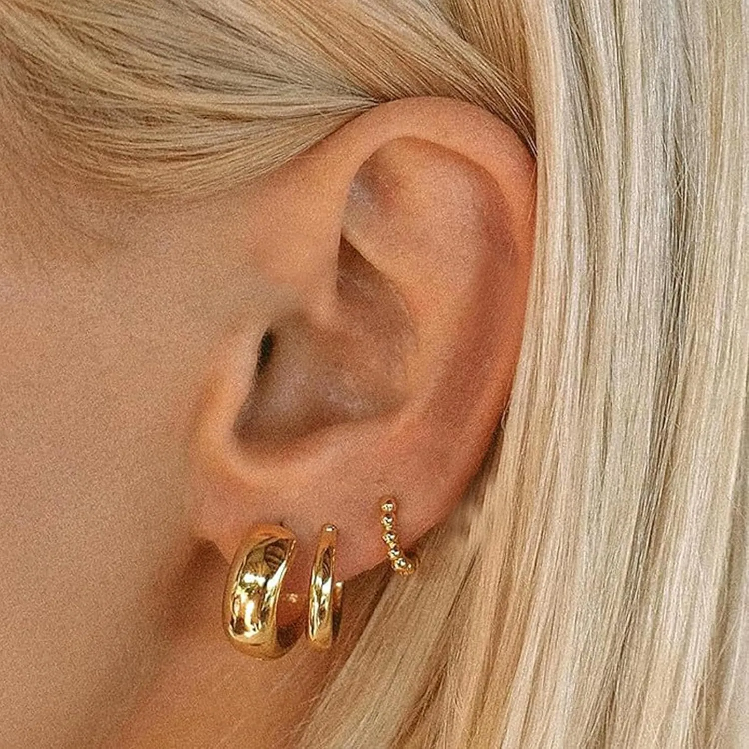 3 Pairs Silver Huggie Hoop Earrings Set Gold Huggie Earrings for Women Lightweight Hypoallergenic Heart Hoops Earrings Set Jewelry