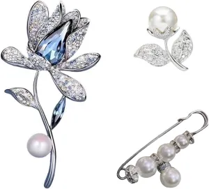 3 pieces brooches and pins for women, fashionable high-end crystal brooch, womens flower broocheswomen's brooch