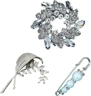 3 pieces brooches and pins for women, fashionable high-end crystal brooch, womens flower broocheswomen's brooch