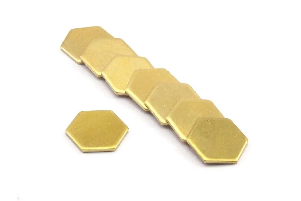 30 Raw Brass Hexagon Stamping Blanks (12.5x1mm) A0959