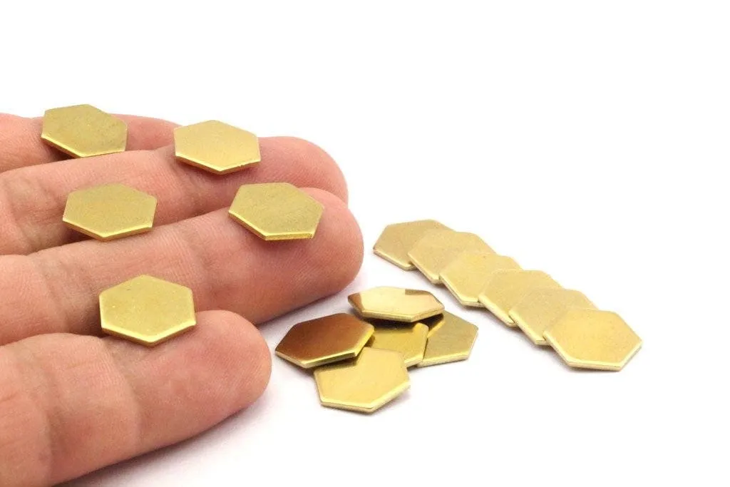 30 Raw Brass Hexagon Stamping Blanks (12.5x1mm) A0959