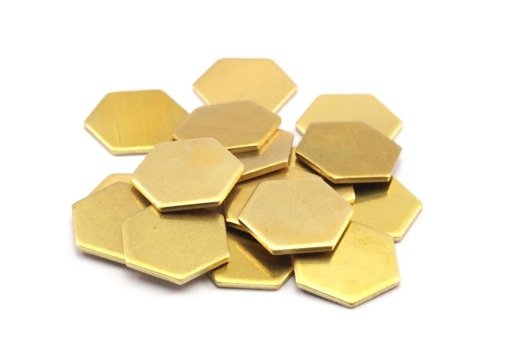 30 Raw Brass Hexagon Stamping Blanks (12.5x1mm) A0959
