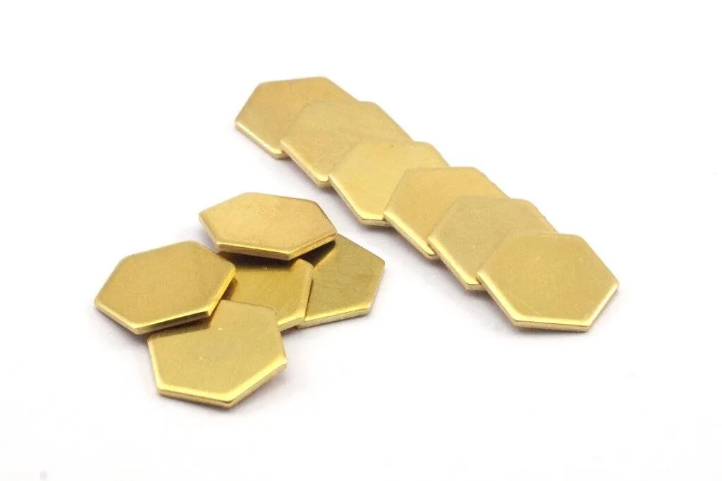 30 Raw Brass Hexagon Stamping Blanks (12.5x1mm) A0959