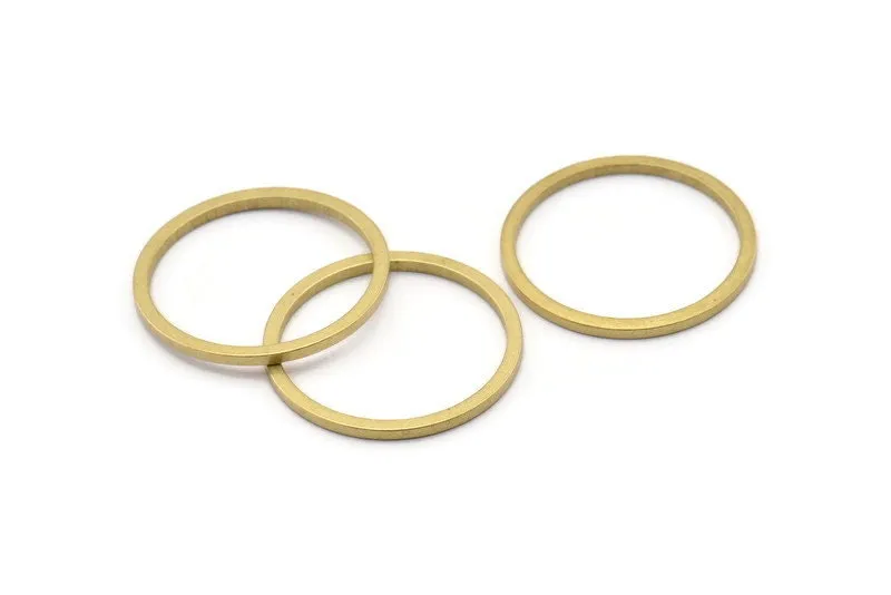 30mm Circle Connectors, 12 Raw Brass Circle Connectors (30x2x2mm) E010