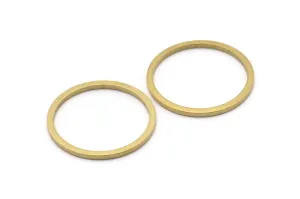 30mm Circle Connectors, 12 Raw Brass Circle Connectors (30x2x2mm) E010