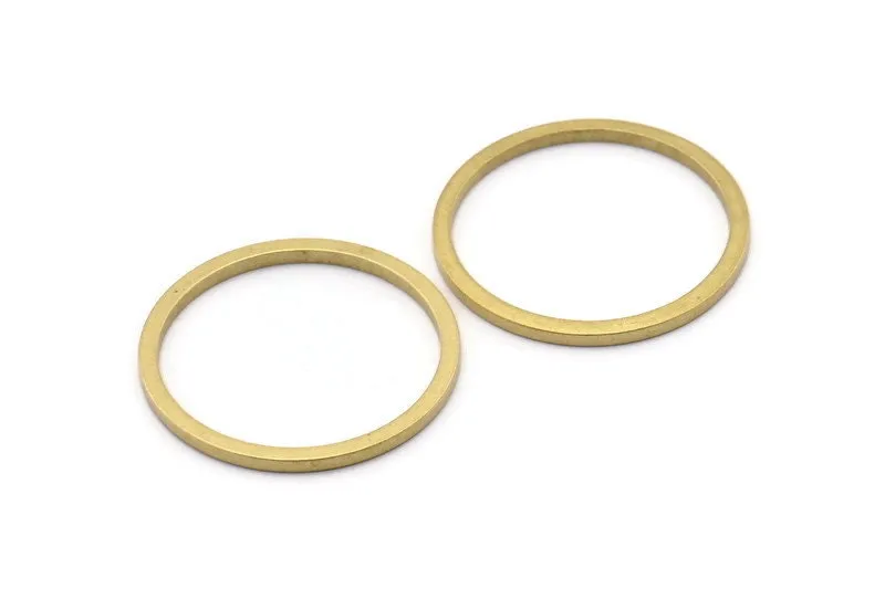 30mm Circle Connectors, 12 Raw Brass Circle Connectors (30x2x2mm) E010