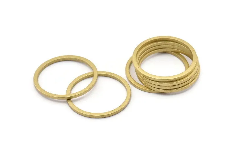 30mm Circle Connectors, 12 Raw Brass Circle Connectors (30x2x2mm) E010