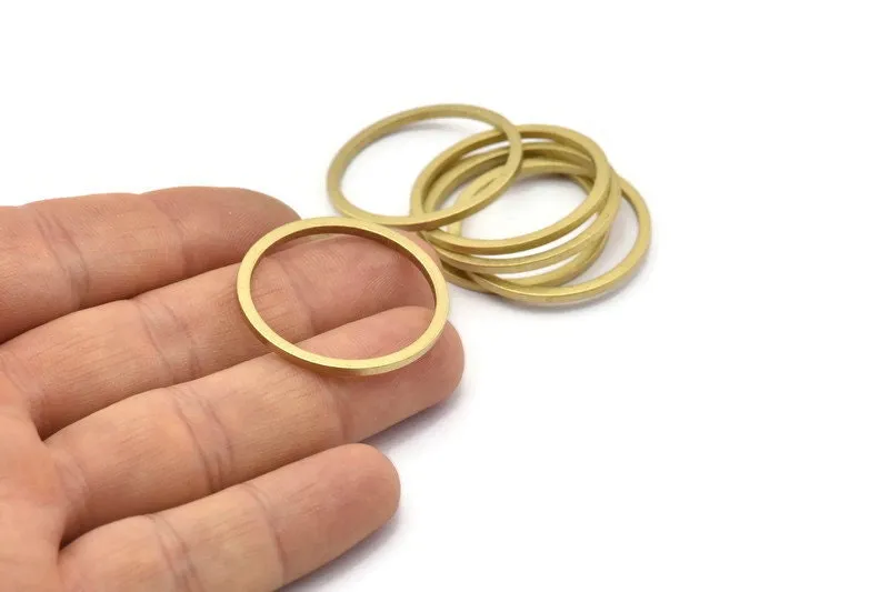 30mm Circle Connectors, 12 Raw Brass Circle Connectors (30x2x2mm) E010