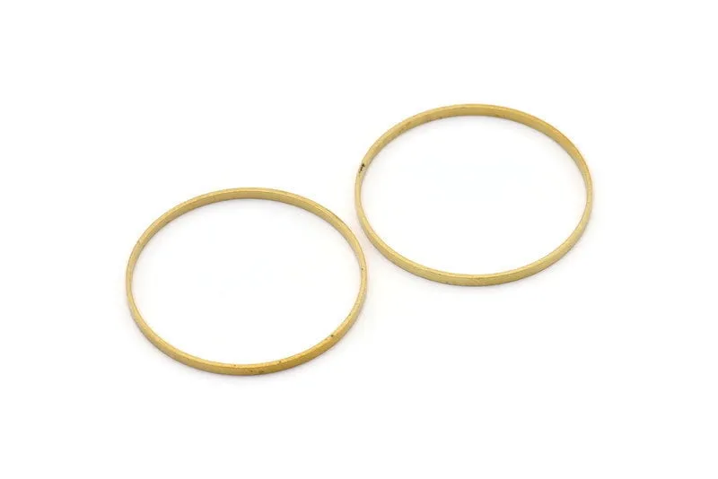 35mm Circle Connectors - 25 Raw Brass Circle Connectors (35x0.8x2mm) D0315