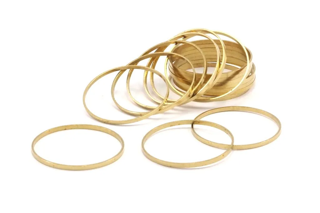35mm Circle Connectors - 25 Raw Brass Circle Connectors (35x0.8x2mm) D0315