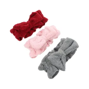 3pcs Bowknot Headbands for Girls Soft Hairbands for Washing Face Makeup Non-damaging Elastic Scrunchies for Daily Use