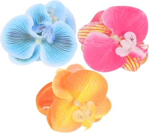 3pcs Flower Hair Claw Clips Realistic Butterfly Orchid Design for Women for Weddings Parties and Daily Use for Thick Hair Updos