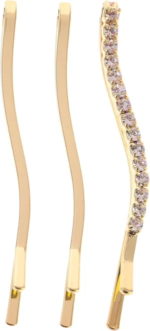 3pcs Rhinestone Bobby Pins for Women Secure Grip Decorative Hair Clips Bling Hair Accessories with Sparkling Rhinestones Comfortable Durable