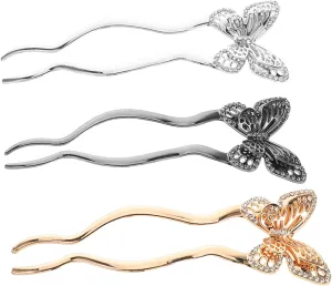3pcs U Shaped Metal Hairpins for Women Elegant Hair Forks Secure Comb Structure for Effortless Updo and Chignon Styles Comfortable All Day Wear Accessories