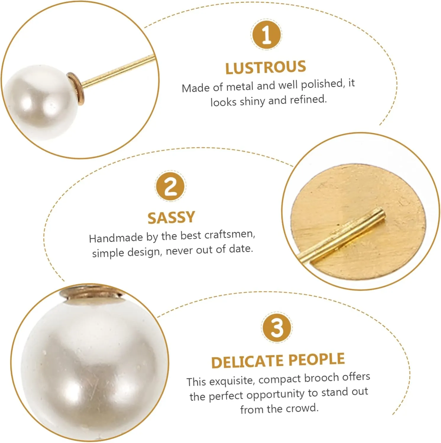 3sets Artificial Pearl Brooch Pin Breast Pin Safe and Easy to Wear for Parties and Daily Life 10pcs*3
