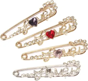 4 Pieces Women Brooch Pins Sweater Shawl Clips Faux Crystal Pearl Brooches Safety PinsClothes Buckle Clips Dress Clips Shirt Clips for Women (Style-1)