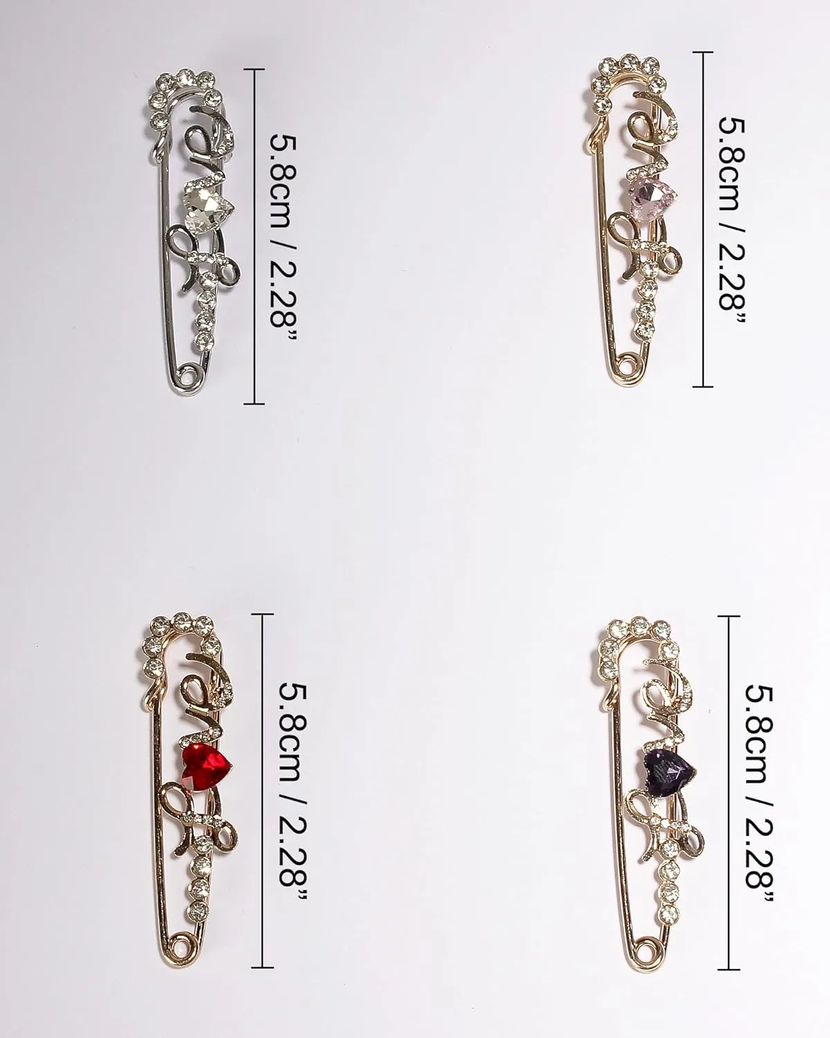 4 Pieces Women Brooch Pins Sweater Shawl Clips Faux Crystal Pearl Brooches Safety PinsClothes Buckle Clips Dress Clips Shirt Clips for Women (Style-1)