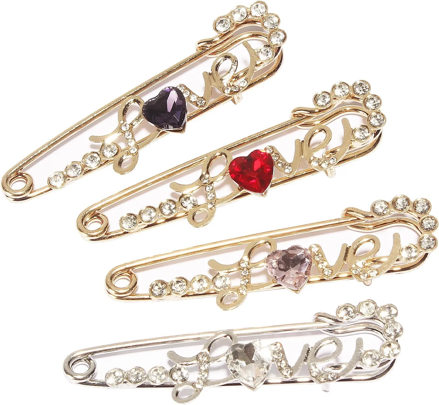 4 Pieces Women Brooch Pins Sweater Shawl Clips Faux Crystal Pearl Brooches Safety PinsClothes Buckle Clips Dress Clips Shirt Clips for Women (Style-1)