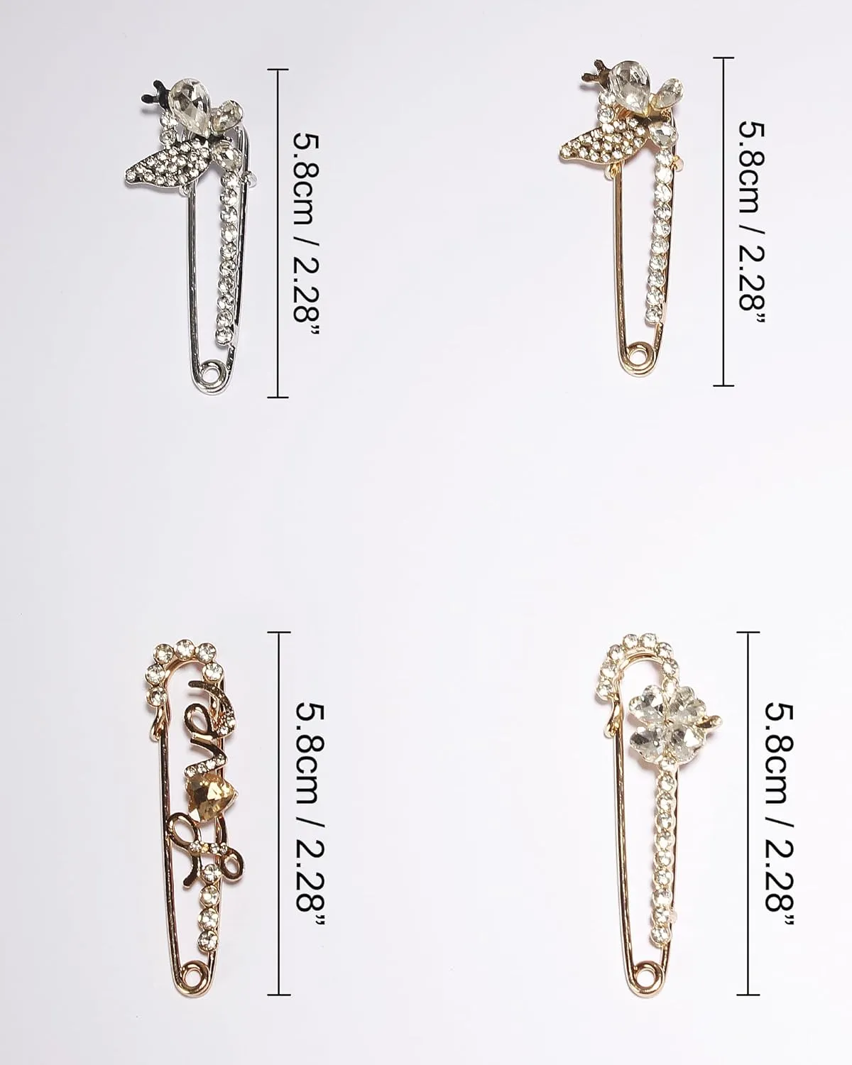 4 Pieces Women Brooch Pins Sweater Shawl Clips Faux Crystal Pearl Brooches Safety PinsClothes Buckle Clips Dress Clips Shirt Clips for Women (Style-2)