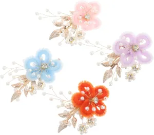 4pcs Flower Hair Clips with Fake Pearls Elegant Bridal Hair Accessories for Weddings Parties and Daily Wear Lightweight Floral Hairpins for Women Light