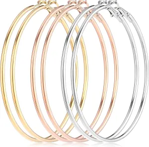 4Pcs Stainless Steel Hoop Earrings, Large Circle Silver Hoop Cartilage Gold Silver Rose gold Black Oversize Earrings for Women