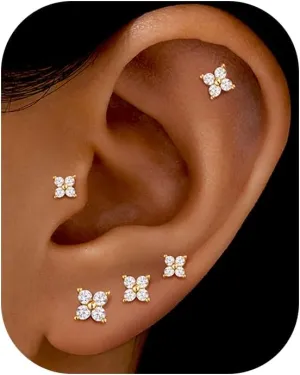 5 Pairs Gold Stud Cartilage Earrings Set for Women Trendy Hypoallergenic S925 Sterling Post for Sensitive Ears Helix,Tragus,Sung,Earlobe Earrings Sets for Multiple Piercing Jewelry Gifts