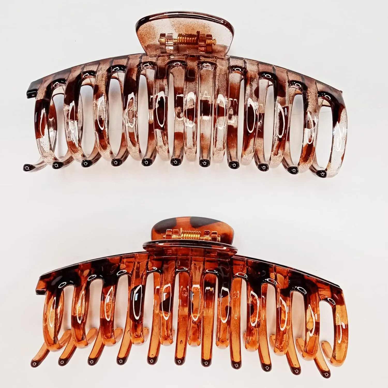 5.5 Inches Extra Large Hair Clips for Long Thick Hair Womens Jumbo Hair Claw Clips 2 Counts in Set Hair Accessories (light leopard and coffee leopard)