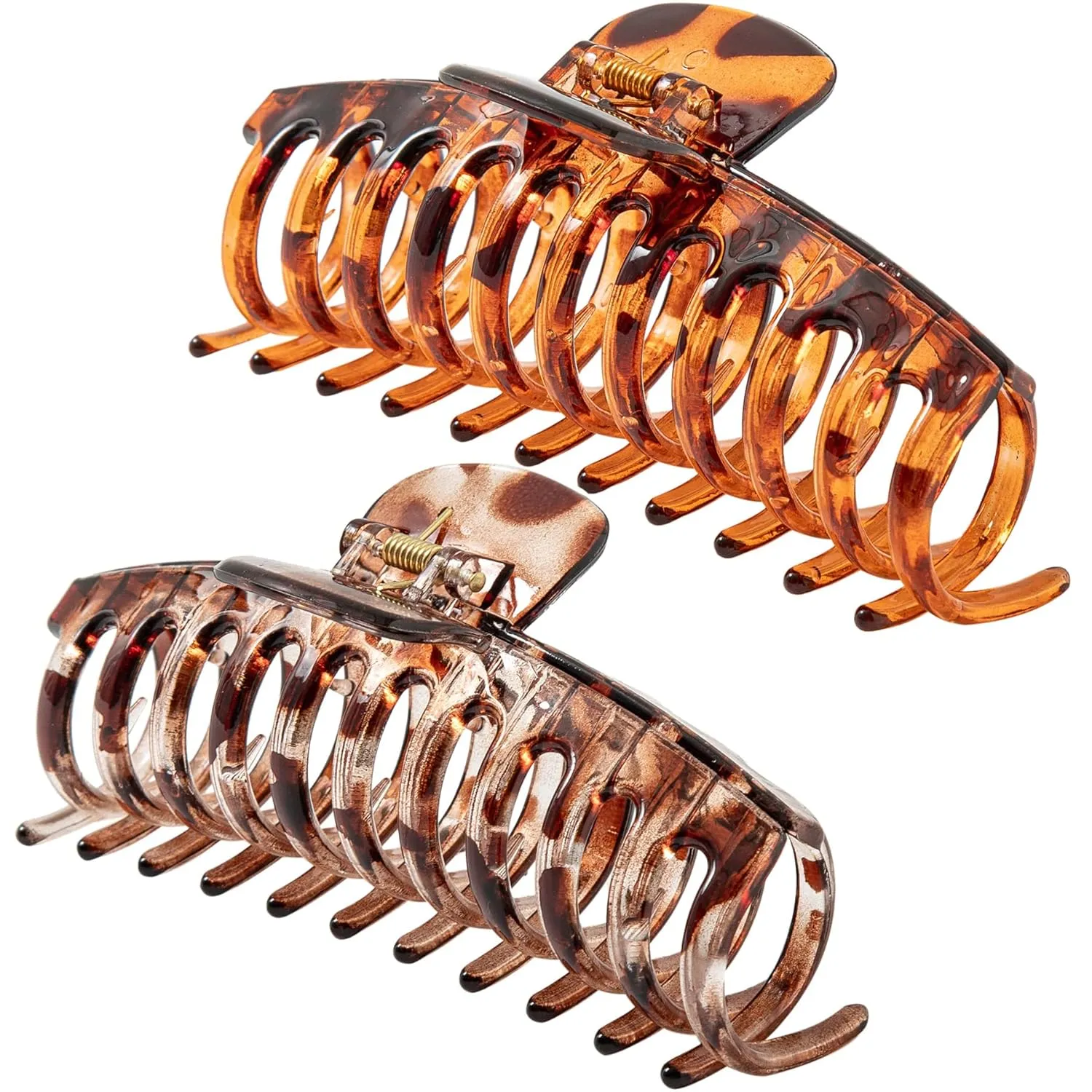 5.5 Inches Extra Large Hair Clips for Long Thick Hair Womens Jumbo Hair Claw Clips 2 Counts in Set Hair Accessories (light leopard and coffee leopard)