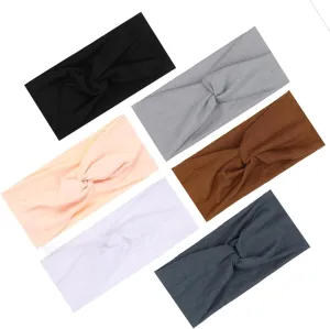 6 Pcs Women Headbands Twisted Cross Elastic Headbands Yoga Workout Headbands Sweat Soft Headbands Solid Color Simple Versatile (Headbands-43)