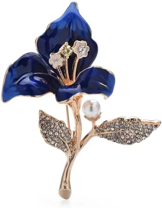6.5 * 5.3cm Big Enamel Orchid Flower Brooches For Women Lady Plants Party Office Brooch Pins