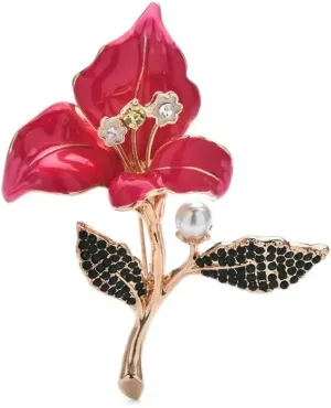 6.5 * 5.3cm Big Enamel Orchid Flower Brooches For Women Lady Plants Party Office Brooch Pins